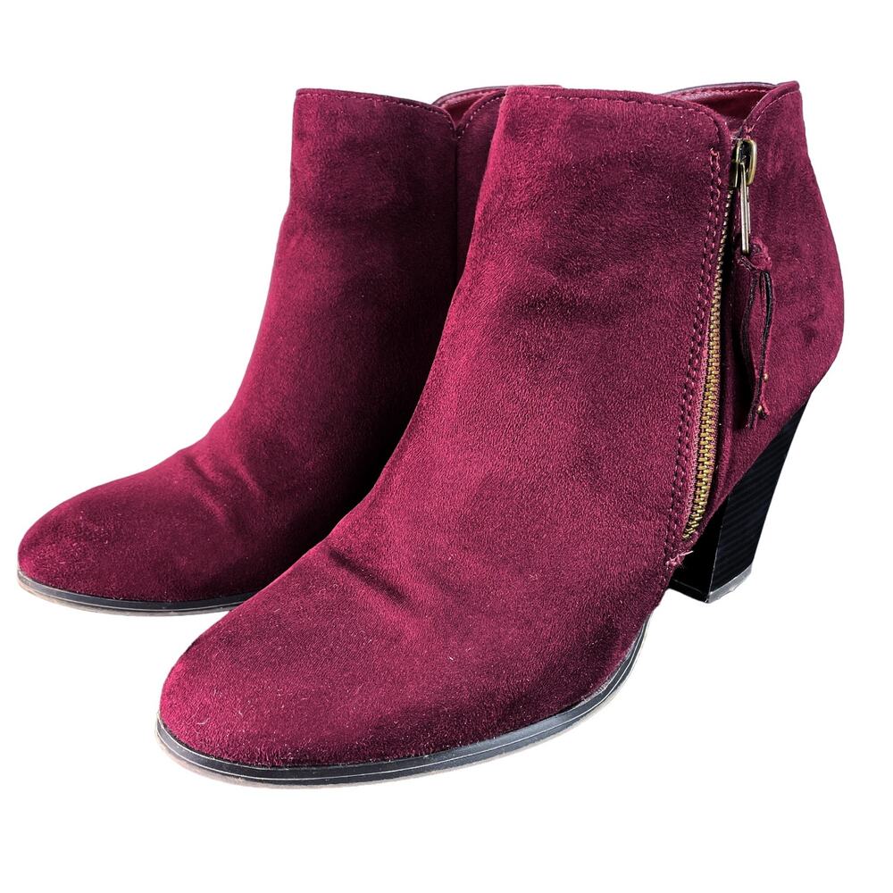 Charlotte Russe Burgundy Maroon Faux Suede Ankle Booties 9M